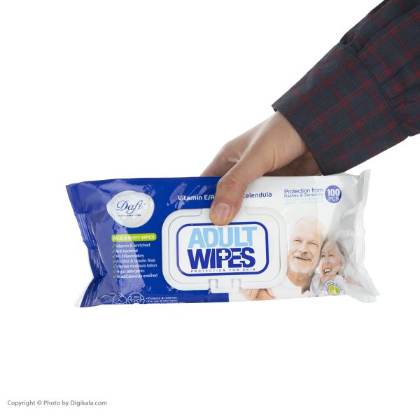 دستمال مرطوب دافی مدل Adult Wipes بسته 100 عددی