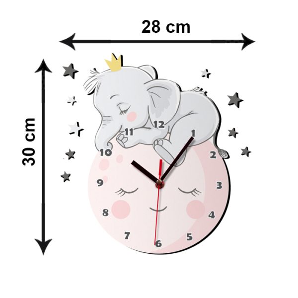 ساعت دیواری کودک باروچین مدل فیل و ماه کد C-114